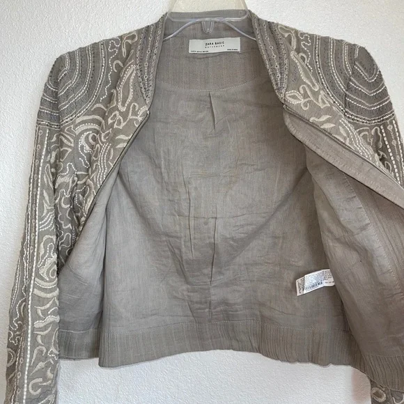 Zara Outerwear Cotton, beaded & embroidered Blazer